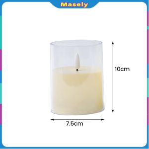 Masely LED Electronic Candle Glass Cup Candles for Wedding Party Christmas