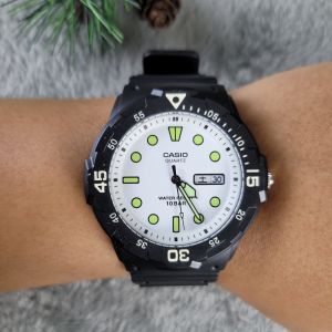 Đồng Hồ Nam Casio Chính Hãng Nội Địa Nhật Bản MRW-200 Mặt Trắng 3 Kim 2 Lịch