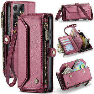 For Samsung Galaxy NOTE10 Plus NOTE20 Ultra Cases RFID Blocking Shockproof Casing Cover Card Holder Clutch Bag PU Leather Shoulder Bag