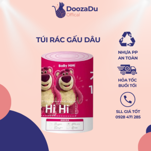 Cuộn 70-100 Túi rác gấu dâu. Túi rác dây rút tiện dụng không mùi