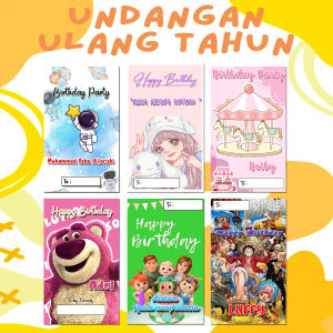 (100 PCS)  Undangan Ulang Tahun Anak Custom Karakter ANAK ANAK BEBAS PILIH