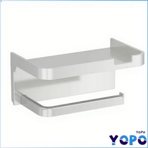 YoPo Wall-Mounted Bathroom Tissue Holder Punch-free Plastic Household Storage Rack Supplies