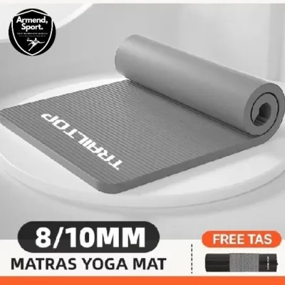 Trailtop Matras Olahraga NBR Yoga Mat Matras Yoga Anti Slip Karpet Olahraga Tebal 8Mm 100% Ori