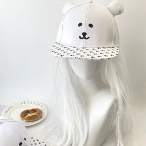 TUMEC Y2K Nagano Joke Bear Hat with Ears Sunscreen Relax Bear Big Mouse Cap Fashion Cartoon KT Cat Hat Girls