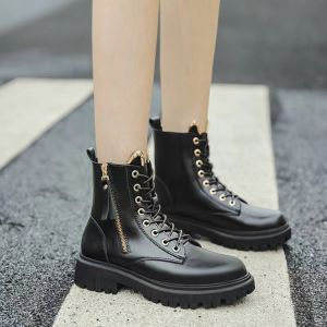 Sizes 35-40 Bi-color Boots Women Boots British Style New Fashion Motorcycle Boots Thick Sole