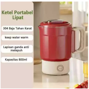 Ketel Listrik Lipat Portable Multifungsi Teko Stainless Otomatis Travel Camping Rumah Tangga