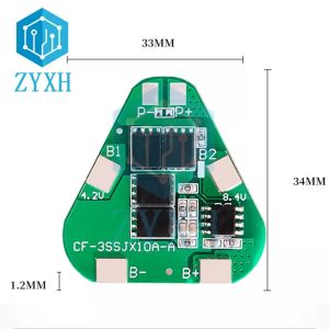 BMS 3S 12A 12.6V Li-ion Lithium 18650 Battery Packs Charge Board Short Circuit Protection For Power Bank/Electric Tools 3-strings of ternary 12.6V12A lithium battery protection panel spray solar LED street light applicable to 18650 Overcharge protection