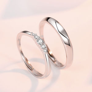 A pair of 925 Sterling silver Couple Rings Men Women Wedding Party Luxury Ring