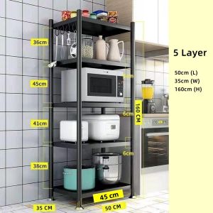 【Woody】3/4/5 Layer Kitchen Organizer Roller Rack Matte Surface Kitchen/Bedroom/Living Portable Roller Rack