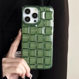 3D Cube Weave Pattern Clear Phone Case For iPhone 17 Air 16 15 14 13 12 11 Pro Max Plus Mini Matte Transparent Shockproof Cover