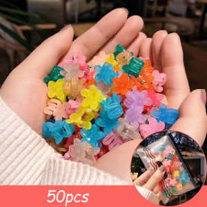 [Gnker] 50PCS Set Girls Cartoon Colorful Flower Mini Hair Claws Kids Sweet Hairpins Children Fashion Hair Accessories Cute Hair Clip