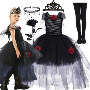 2026 Girls Halloween Cosplay Dress Costume Ghost Bride Girl Witch Dress Tutu Vestidos Carnival Party Dress For 2-12 Years