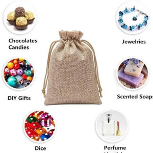 10Pcs Burlap Gift Bag with Drawstring Jute Linen Sacks Storage Bag for Wedding Party Jewelry Pouches