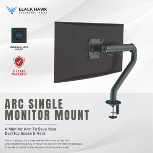 🦅 (𝐒𝐆 𝐒𝐓𝐎𝐂𝐊) Black Hawk Ergonomic Monitor Mount | Monitor Arm | Monitor Clamp | Computer Mount | Screen Mount