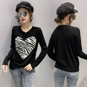 เสื้อไหมพรม คอกลมแขนยาว แบบสวมหัว ลายหัวใจ สุดน่ารัก Grace_chili 99006