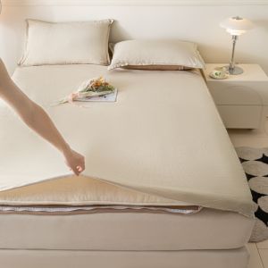 Dansunreve Zip Bedsheet 3inch Stripe Bed Sheet Single Zip Fittedsheet Small Bed Plain Zipper Case Queen Size