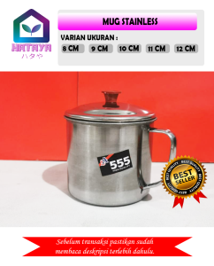HATAYASHOP - MUG STAINLESS + TUTUP / GELAS STAINLESS / GELAS  TUTUP STAINLESS/ MUG STAINLESS STEEL/ 7 8 9 10 11 12/ GELAS STAINLESS MURAH/MUG STAINLESS MURAH/CUNTANG/CANGKIR STAINLESS STEEL/CANGKIR TUTUP STAINLESS