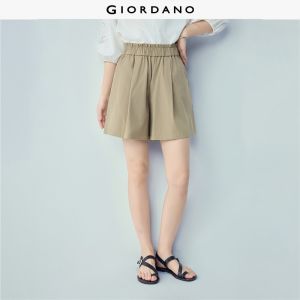 GIORDANO Women Casual Pants Elastic Waist 100% Cotton Woven Relaxed Non-Stretch Casual Comfortable Casual Pants 13406304