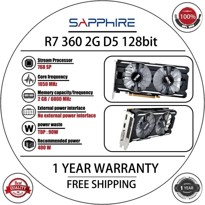 Sapphire R7 360 2GB GDDR5 OC 128bit Video Cards AMD Radeon R7 360