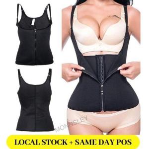 MONNSLEY Double Layer Adjustable Strap Waist Trainer with Zip Corset Girdle Body Shaper Shapewear Bengkung with 3 Hook