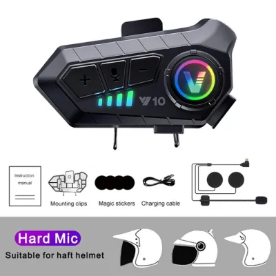 Y10 Headset Bluetooth Helm Versi 5.3 Headset Bluetooth Helm Sepeda Motor Bluetooth Headset Hands Free Call Kit IPX6 Tahan Air