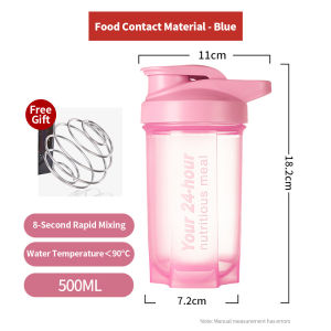LVYIMAO 【2-3 Days Delivery】Fitness Shake Cup 500ml Protein Powder Shaker Cup 3-layer Plastic Mixing Cup Body Building Exercise Bottle Leakproof Plastic Cup For Everyone
