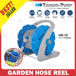 Tsunami Garden Hose Reel 15m HR-15 FREE Standing & Wall Mounted / Hos Air Kekili / HR15 Garden Pipe Car Wash Cleaning