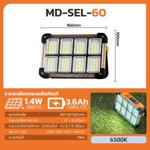 MODI ไฟฉุกเฉิน ไฟสปอตไลท์ 60W 110W แสงขาว ไฟแค้มปิ้ง ไฟโซล่าเซลล์ พาวเวอร์แบงค์ ชาร์จUSB