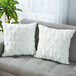 XPERO Pillow Cover,Decorative Pillow Covers Luxury Cute Soft Cushion Pillowcase Beige Shell Case for Sofa Bedroom Household Pillowcase Geometric Plush Throw Cushion Cover Cotton Woven Pillow Cover