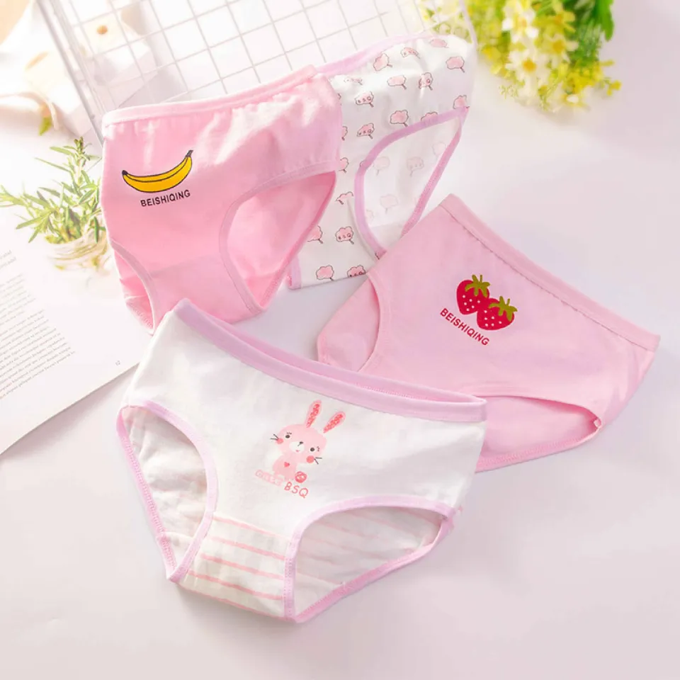 2-12years) Kids Baby Girl Underwear 4 PCS In 1 Triangle Cotton