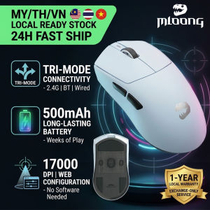 MLOONG MX301PRO LITE Lightweight Gaming Mouse PAW3315 Sensor 16000 DPI Tri-mode Connectivity 500mAh Long-lasting Battery Suitable for Gaming and Office Use Shipped from Malaysia