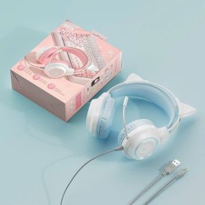 Tai Nghe Gaming SY-G35 Tai Mèo Có Dây 2M Micro Lọc Tàu Âm Thanh HD Đèn RGB LED 40mm ABS Da Mềm Mịn