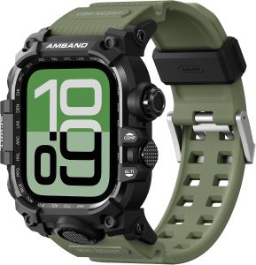 amBand Bands Case Compatible with Watch SE 3/SE 2/SE/6/5/4 44mm for Men M3 Rugged Heavy Duty Cover Tactical Strap Military Grade Bumper Protector for iWatch 44 mm Men Army Green