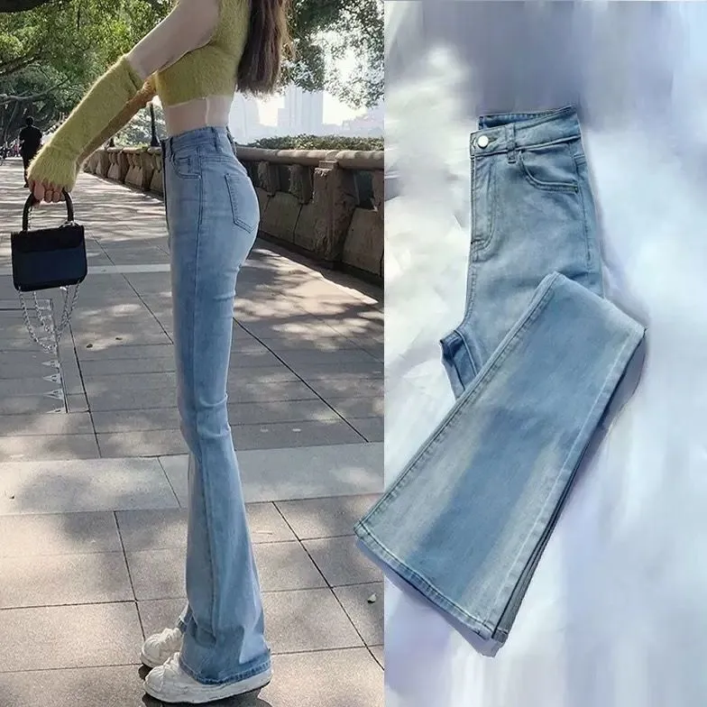 Plus Size bell bottom Wide Leg Slim Fit elephant HighWaist Flared Elastic  Denim Pants Jeans for Women High Waist x911✈○