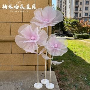 Purple Giant Organza Standing Flower Sheer Fabric Floor Decor for Wedding & Window婚庆花朵道具摆件花