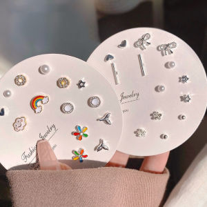7/12Pairs Exquisite Small Earrings Set One Week Fashion Ear Jewelry Simple Accessories Gifts
