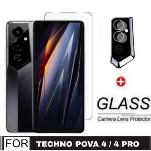 PAKET 2 INC 1 Tempered Glass TECNO POVA 5 / POVA 5 PRO / POVA 4 / POVA 4 PRO / POVA NEO 2 POVA 3 2022 Anti gores Kaca Pengiriman Cepat