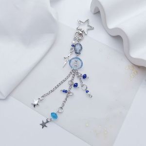 OWMXZL Ocean Theme Jellyfish Phone Charm Strap Cute Metal Cellphone Lanyard Cool Girl Sweet Star Pendant Keychain