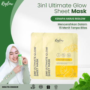 REGLOW NATURAL SKIN CARE MASK MASKER SHEET & REGLOW Sheet MASK / MASK SHEET Masker Wajah Jeju Lemon Mencerahkan Wajah Glowing