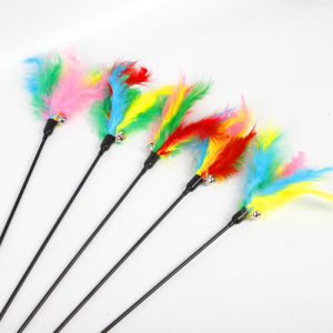 [sg stock] cat teasing rod steel wire feather bite resistant cat teasing rod