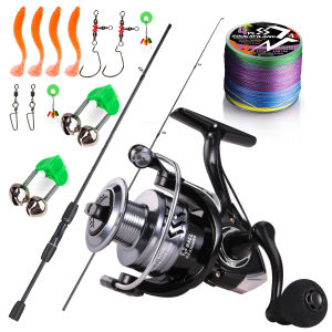 Sougayilangชุดรอกตกปลาราคาถูกครบชุด 180 ซม. 2 ส่วนคันเบ็ดและรอกตกปลาโลหะ 1000-3000 ชุด