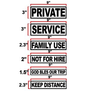 Car Sticker/ Godbless Our Trip/ Not For Hire/ Family Use/ Service/ Private
