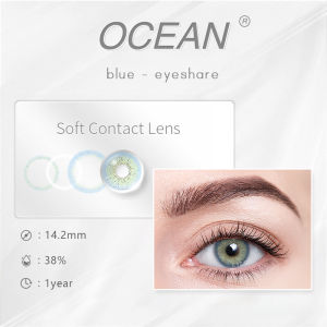【COD】OCEAN Series 1Sepasang Lensa Kontak gray Warna Lensa Warna Diameter 14.2 MM Softlens blue Lensa Kontak Gradien/Minus(0.00) Contact Lens