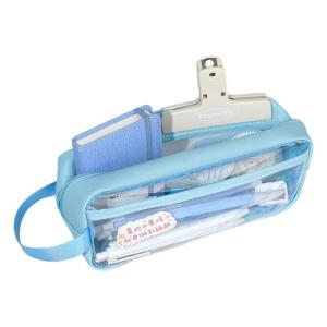Clear PVC Pen Pouches Water Resistant Pencil Case Large Capacity Pencil Bag Travel Pen Organiser School Office Spplies