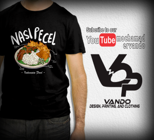 BAJU KAOS NASI PECEL / KAOS DISTRO / TSHIRT MAKANAN KULINER INDONESIA FOOD hitam