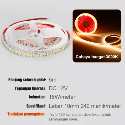 Lampu LED STRIP 120 LED 2835 Indoor IP 33 SMD12V PUTIH/WARMWHITE 12V 5 Meter
