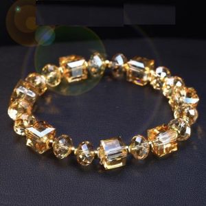 Bulk Wholesale Fashion Champagne Colorful White Austrian Crystal Beaded Stretch Strand Bracelets for Women