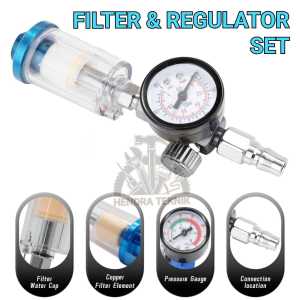 FILTER REGULATOR SET SPRAYGUN 180 psi MANOMETER SPET DUCO + SARINGAN PRESSURE GAUGE 12 bar + SEPARATOR SET