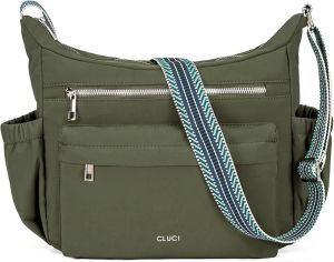 CLUCI  กระเป๋าสตางค์เดินทางสำหรับผู้หญิง  กระเป๋าสะพายข้างไนลอนกันน้ำสำหรับผู้หญิง  กระเป๋าสะพายแฟชั่นป้องกันการโจรกรรม