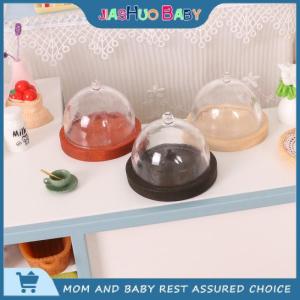 JiaShuo Baby Toy 1:12 Dollhouse Miniature Transparent High Tray Dessert Plate W Cover Cake Fruit Tray Kitchen Decor Toy Doll House Accessories